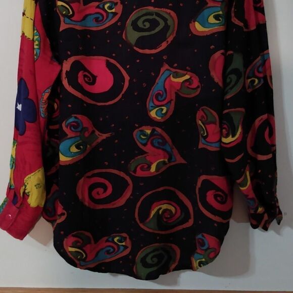 Vintage 1980's Short Circuit Beaded Mod Floral Printed Shirt - Picture 8 of 10